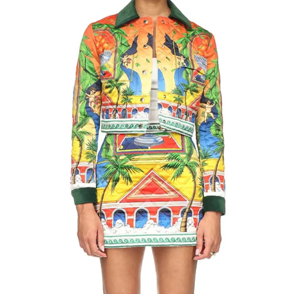 Triomphe D'Orange Quilted Cropped Jacket in Multi